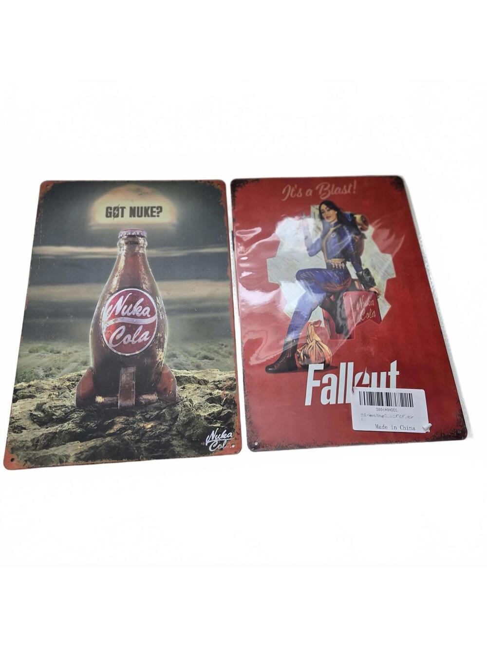 8"x12" Metal Tin Signs Lot of 2: Fallout Metal Signs Featuring Nuka Cola / Lucy